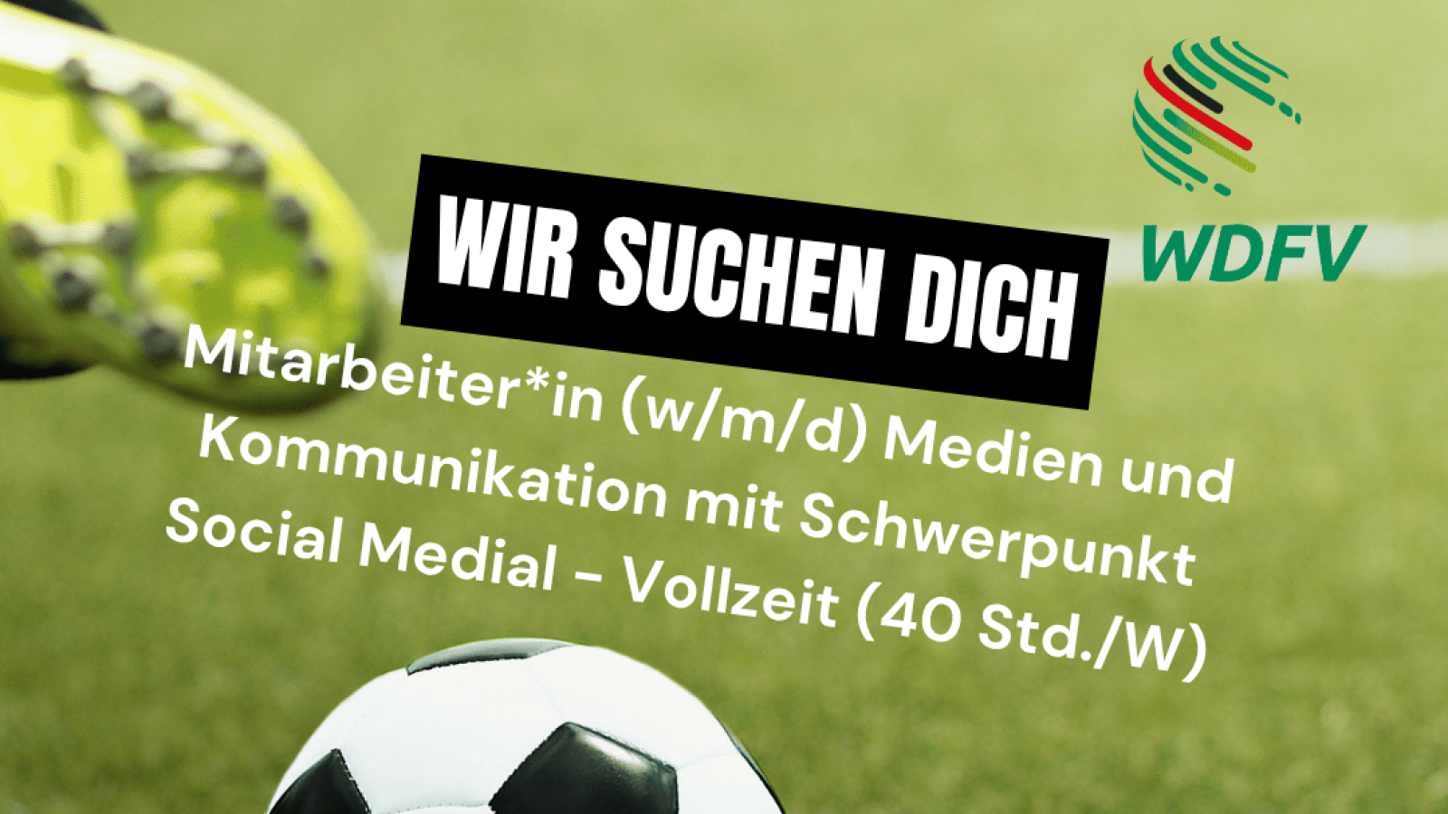 Bild mit Fußballfeld Fußball und Text